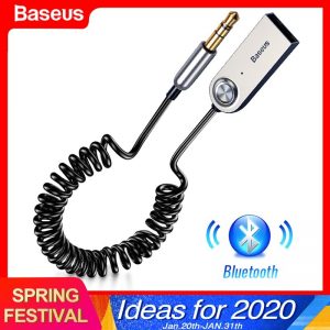 Baseus USB Bluetooth Adapter Dongle Cable For Car 3.5mm Jack Aux Bluetooth 5.0 4.2 4.0 Receiver Speaker Audio Music Transmitter (Black)