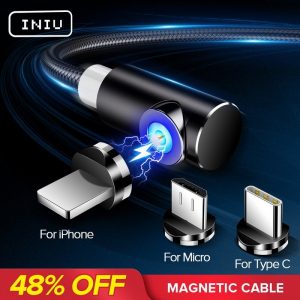 INIU Magnetic Cable Fast Charging USB Cable For iPhone XS 8 Samsung Type C Charger Magnet Micro USB Andriod Mobile Phone Cables