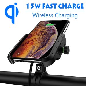 Waterproof 12V Qi Motorcycle Phone Holder Fast Charging Wireless Charger Bracket Holder Mount Stand for iPhone X for Samsung S10
