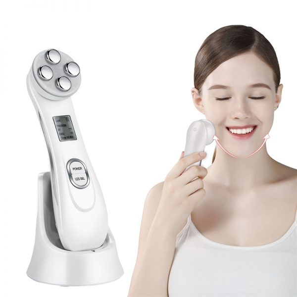 Ultrasonic Skin Scrubber Facial Spatula Deap Cleaning Skin Peeling Face Cleaner + RF EMS LED Beauty Device + Mini Nano mister 48