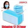 200 Pcs Face Mask Anti-pollution Disposable Facial Mask 3 Layers Non-woven Filter Personal Mouth Face Masks Earmuff