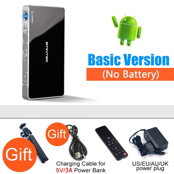 BYINTEK P10 Smart Android Wifi Mini Pocket Pico Portable Beamer LED DLP LAsEr Mobile Projector For Smartphone 4K 3D Cinema