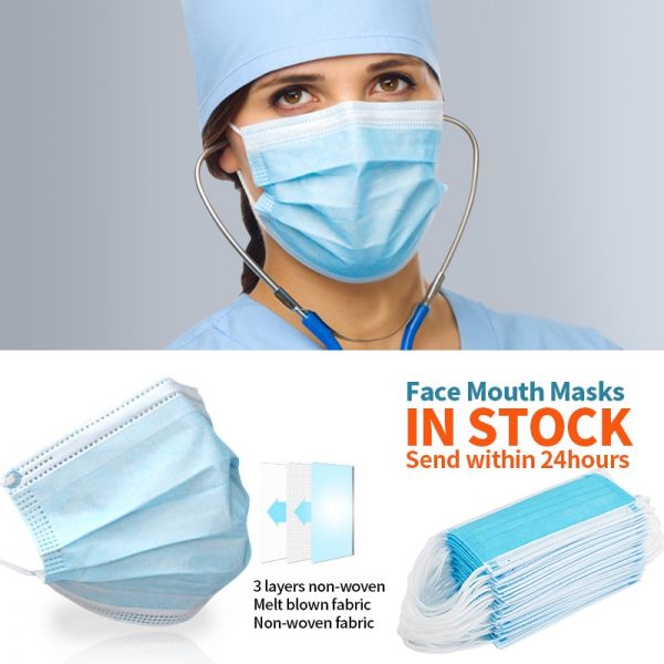 200 Pcs Face Mask Anti-pollution Disposable Facial Mask 3 Layers Non-woven Filter Personal Mouth Face Masks Earmuff