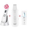 Ultrasonic Skin Scrubber Facial Spatula Deap Cleaning Skin Peeling Face Cleaner + RF EMS LED Beauty Device + Mini Nano mister 48