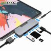 GOOJODOQ USB C Hub 60W PD Charging for iPad Pro MacBook Air Switch to HDMI USB 3.0 Adapter Type-C Phone with Earphone Data Jack