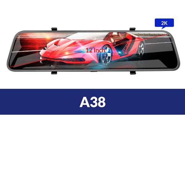 E-ACE Car Dvr 12 Inch Stream Media RearView Mirror 2K Night Vision Video Recorder Auto Registrar support 1080P Rear View Camera