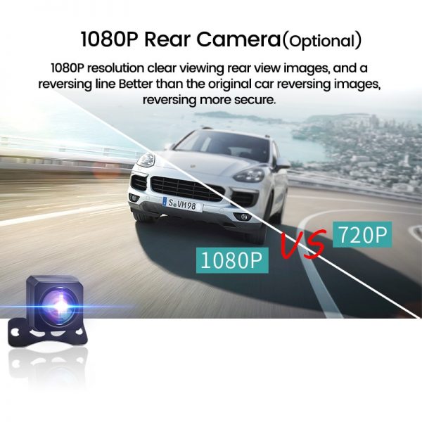 E-ACE Car Dvr 12 Inch Stream Media RearView Mirror 2K Night Vision Video Recorder Auto Registrar support 1080P Rear View Camera