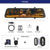 E-ACE Car Dvr 12 Inch Stream Media RearView Mirror 2K Night Vision Video Recorder Auto Registrar support 1080P Rear View Camera
