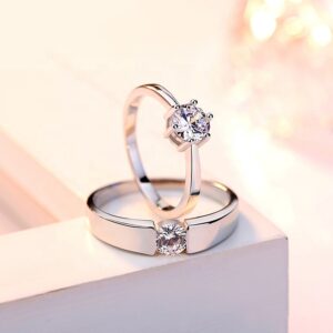 S925 pure silver Love Wedding Couple Open Adjustable Rings sets Party Engagement Charm Jewelry Women Men 2021 Hot Free shipping